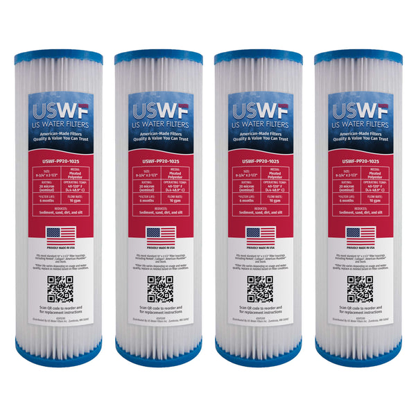 USWF 20 Micron 10"x2.5" Pleated Polyester Sediment Filter - Whole House Cartridges - 6.32 - DiscountFilterStore.com