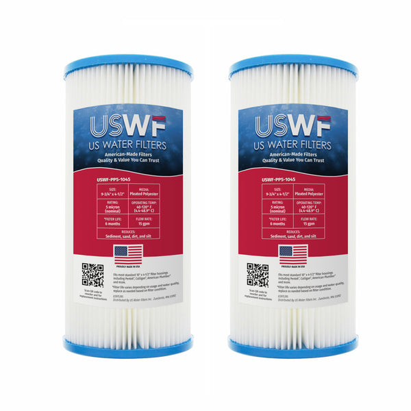 USWF 50 Micron 10"x4.5" Pleated Polyester Sediment Filter - Whole House Cartridges - 12.74 - DiscountFilterStore.com