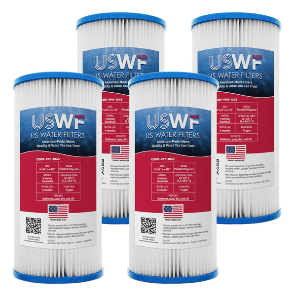 USWF 50 Micron 10"x4.5" Pleated Polyester Sediment Filter - Whole House Cartridges - 12.74 - DiscountFilterStore.com