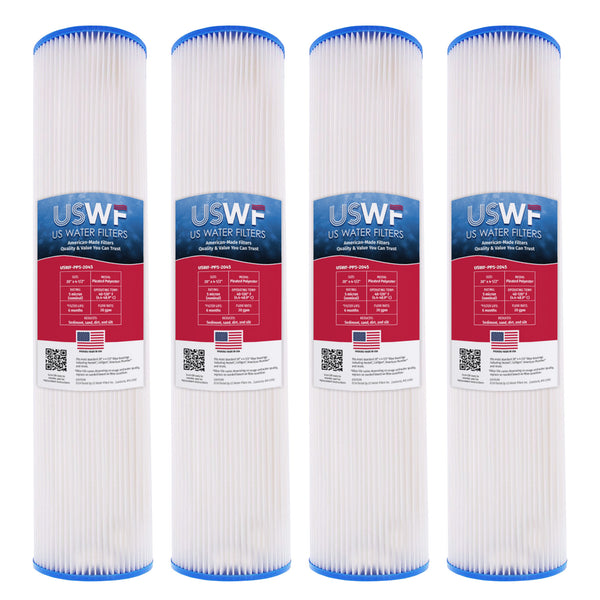 USWF 50 Micron 20"x4.5" Pleated Polyester Sediment Filter - Whole House Cartridges - 24.74 - DiscountFilterStore.com
