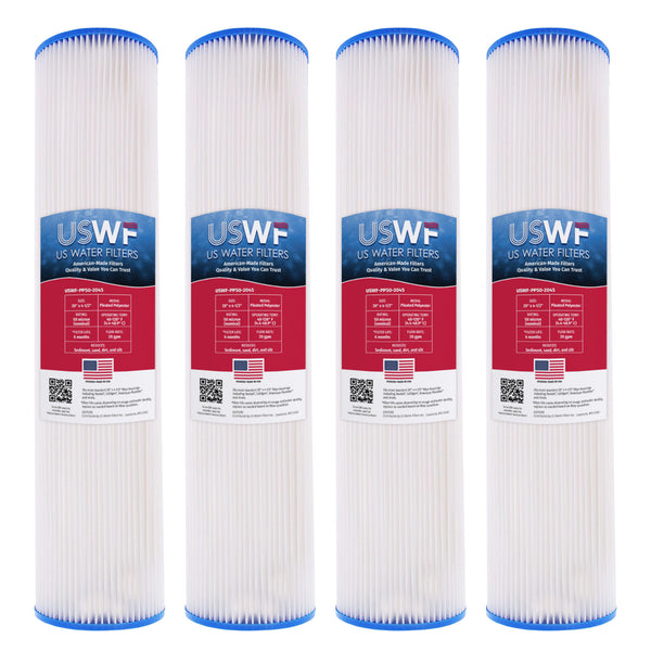 USWF 5 Micron 20"x4.5" Pleated Polyester Sediment Filter - Whole House Cartridges - 25.44 - DiscountFilterStore.com