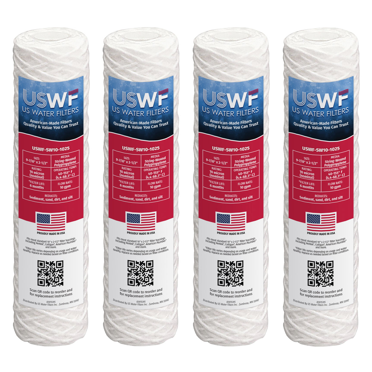 USWF 10 Micron 10"x2.5" String Wound Sediment Filter - DiscountFilterStore.com