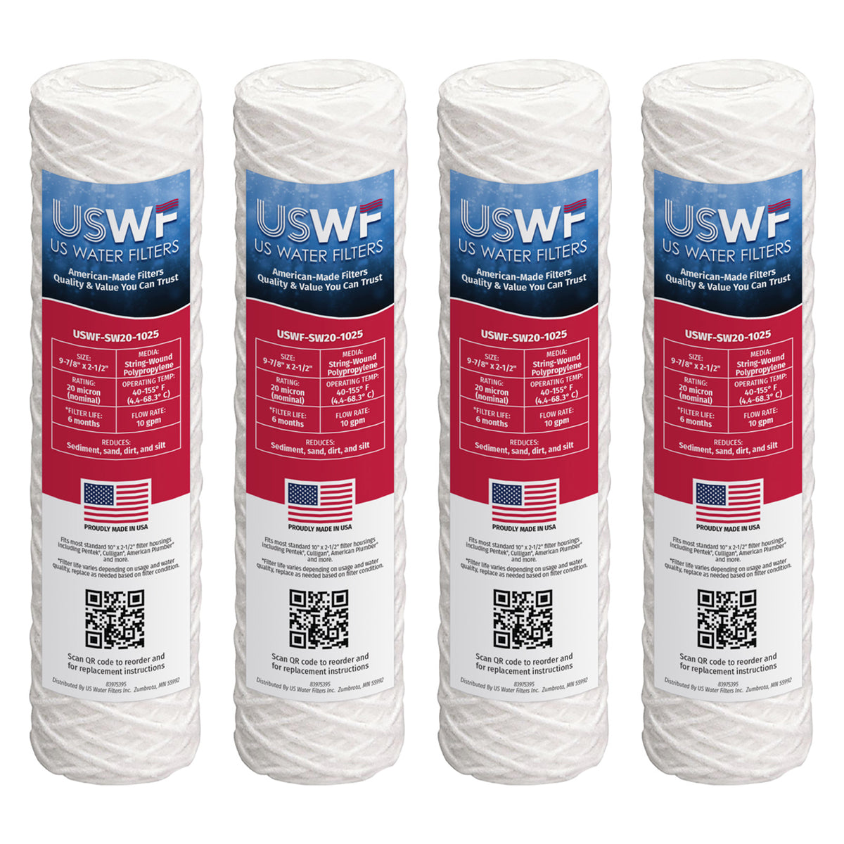 USWF 20 Micron 10"x2.5" String Wound Sediment Filter - DiscountFilterStore.com