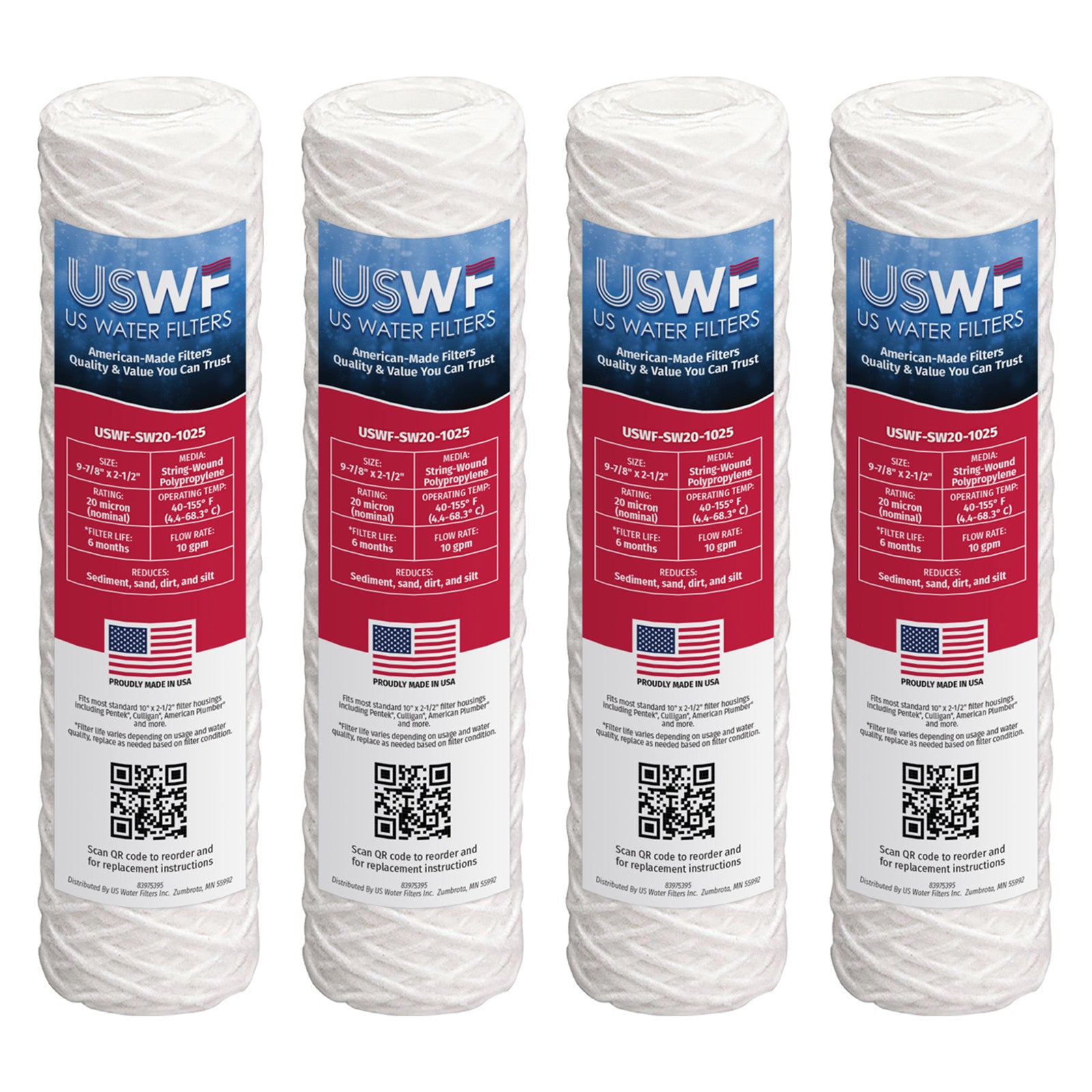 USWF 20 Micron 10"x2.5" String Wound Sediment Filter - DiscountFilterStore.com
