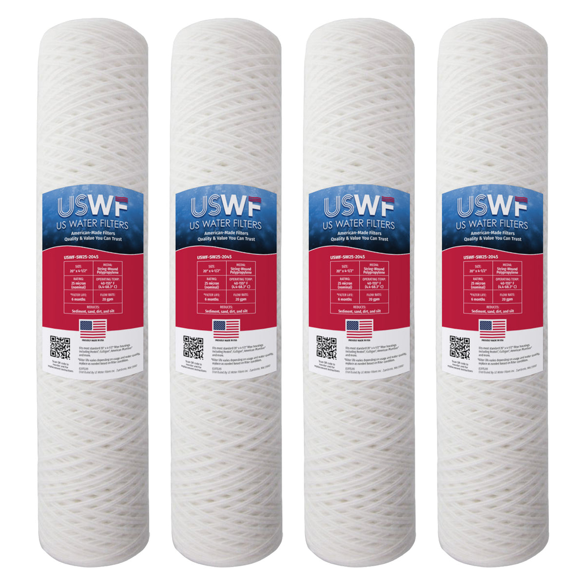 USWF 25 Micron 20"x4.5" String Wound Sediment Filter - DiscountFilterStore.com