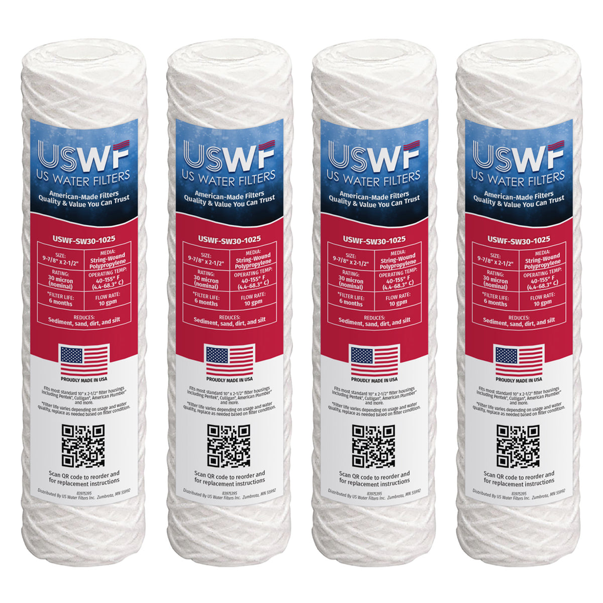USWF 30 Micron 10"x2.5" String Wound Sediment Filter - DiscountFilterStore.com