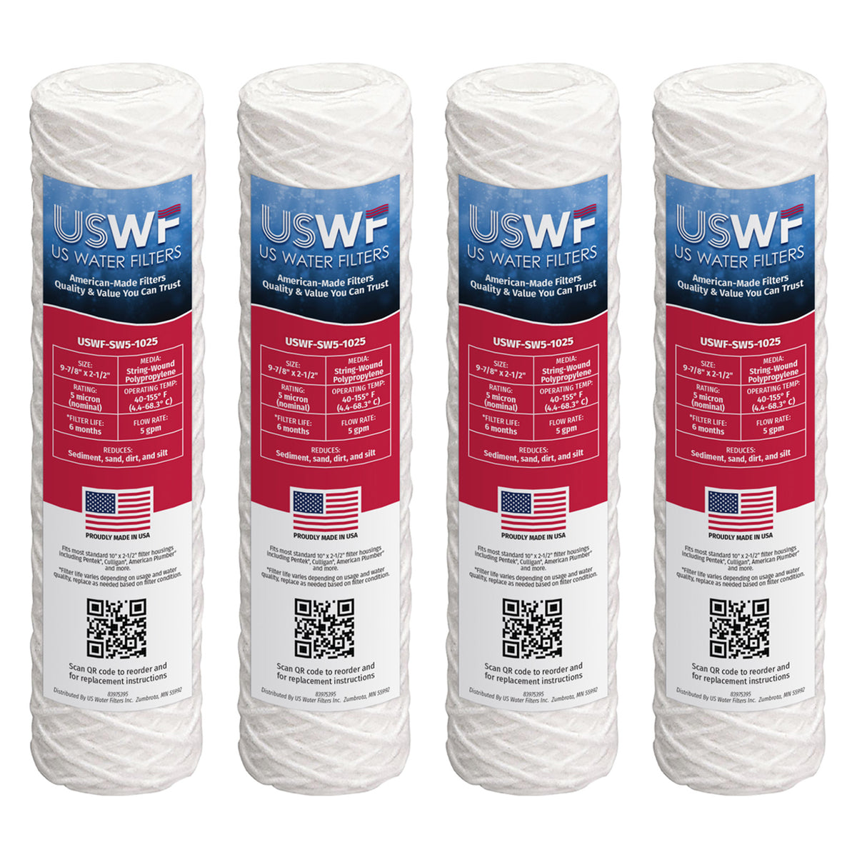 USWF 5 Micron 10"x2.5" String Wound Sediment Filter - DiscountFilterStore.com