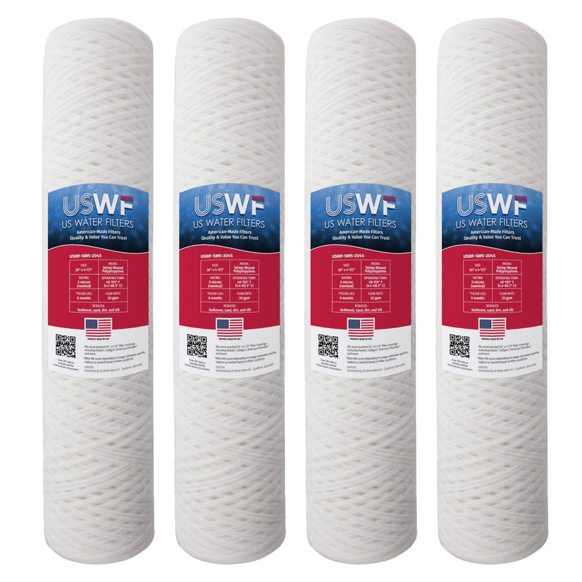 USWF 5 Micron 20"x4.5" String Wound Sediment Filter - DiscountFilterStore.com