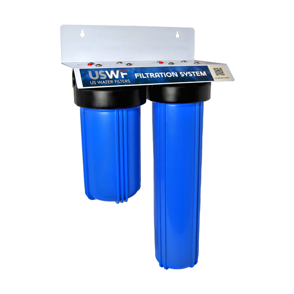 USWF Heavy Sediment Reduction 2-Stage Whole House Water Filtration System, Pleated Sediment And Meltblown Sediment, 1" Inlet/Outlet - Whole House Systems - 111.99 - DiscountFilterStore.com