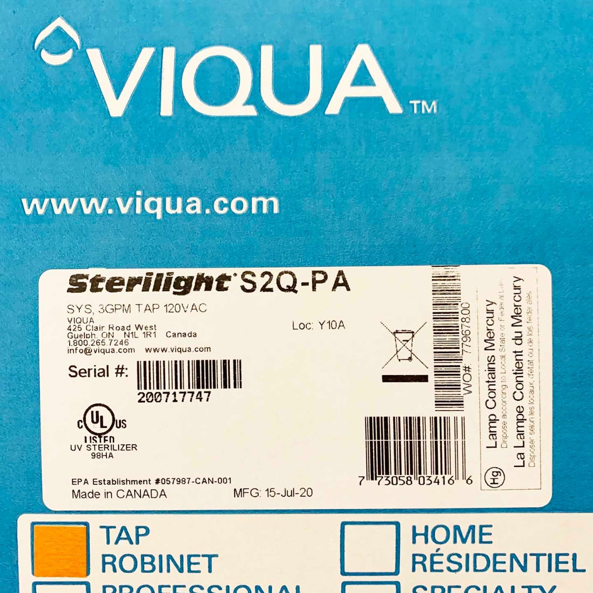 S2Q-PA Viqua Tap Plus UltraViolet Water Sterilization System - DiscountFilterStore.com