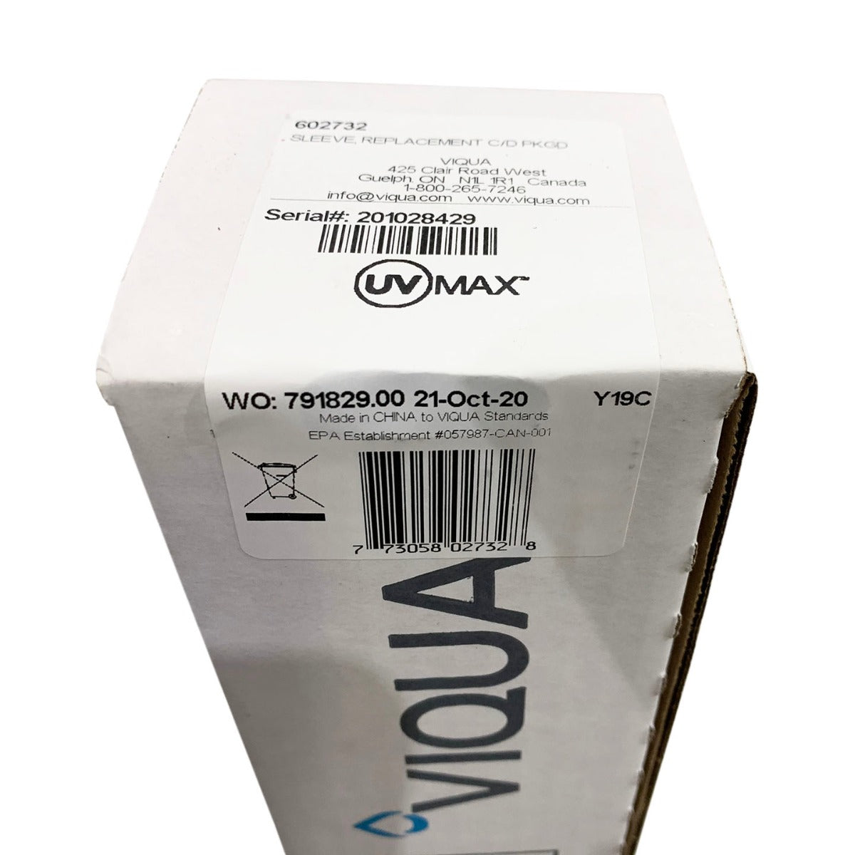 602732 Viqua Quartz Sleeve for 602805 UV Lamp - DiscountFilterStore.com