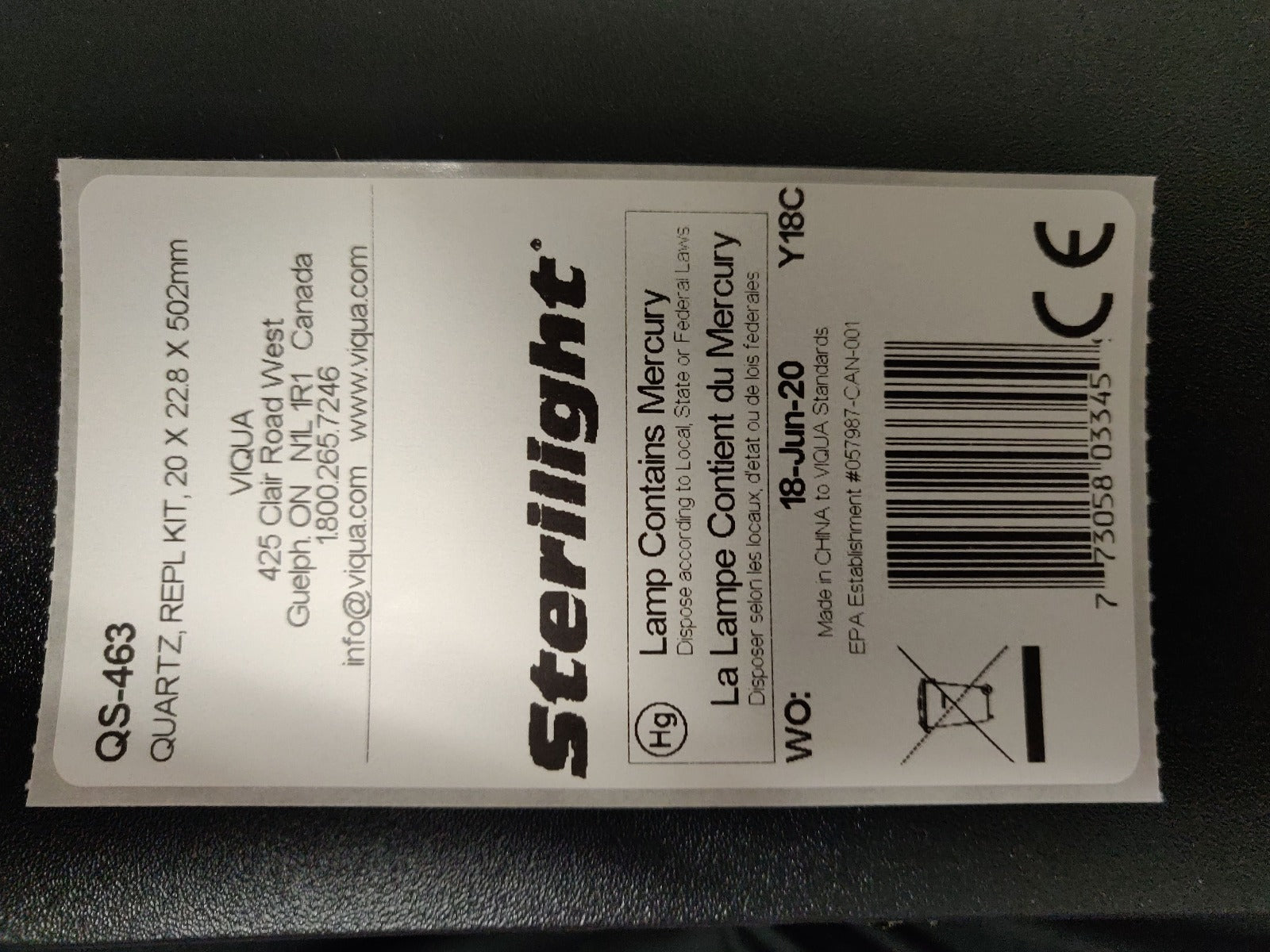 QS-463 Viqua Quartz Sleeve for S463RL UV Lamp - DiscountFilterStore.com