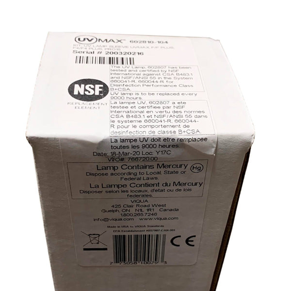 Viqua 602810-104 Authentic OEM UV Lamp & Sleeve Replacement Kit for Ultraviolet Systems F, F+, F4, F4+, F4-V & PRO15 - Whole House Systems - 227.0 - DiscountFilterStore.com