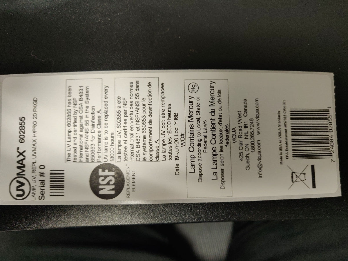 602855 Viqua Water Disinfection System UV Lamp - DiscountFilterStore.com