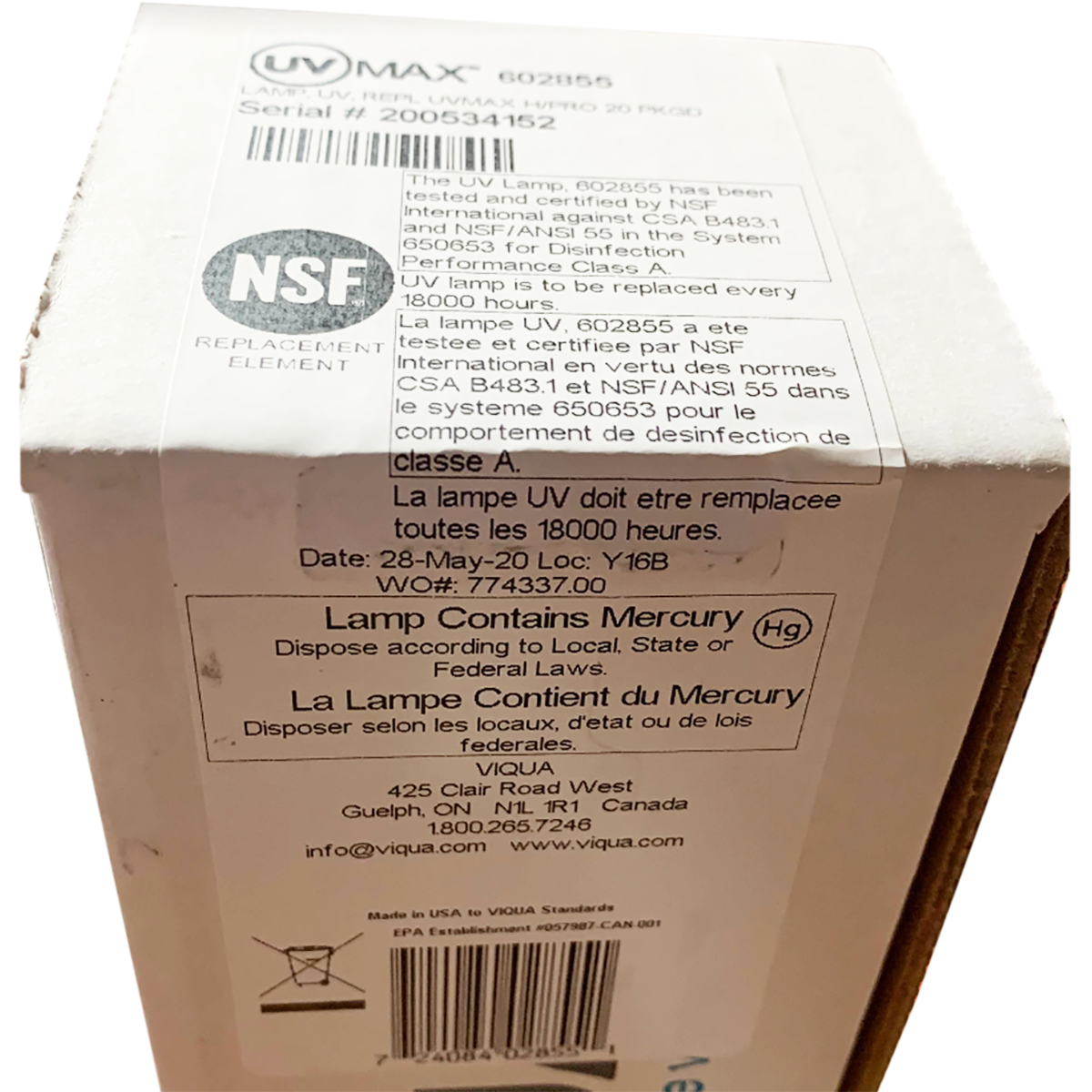 602855 Viqua Water Disinfection System UV Lamp - DiscountFilterStore.com