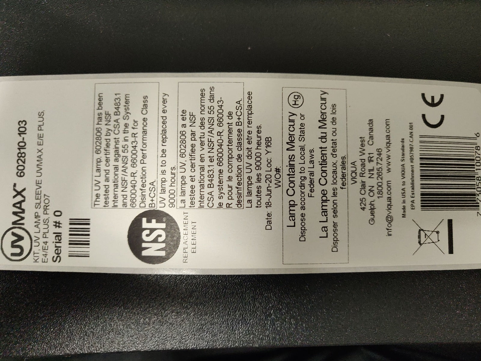 602810-103 Lamp/ Quartz Sleeve Combo Pack by Viqua - DiscountFilterStore.com