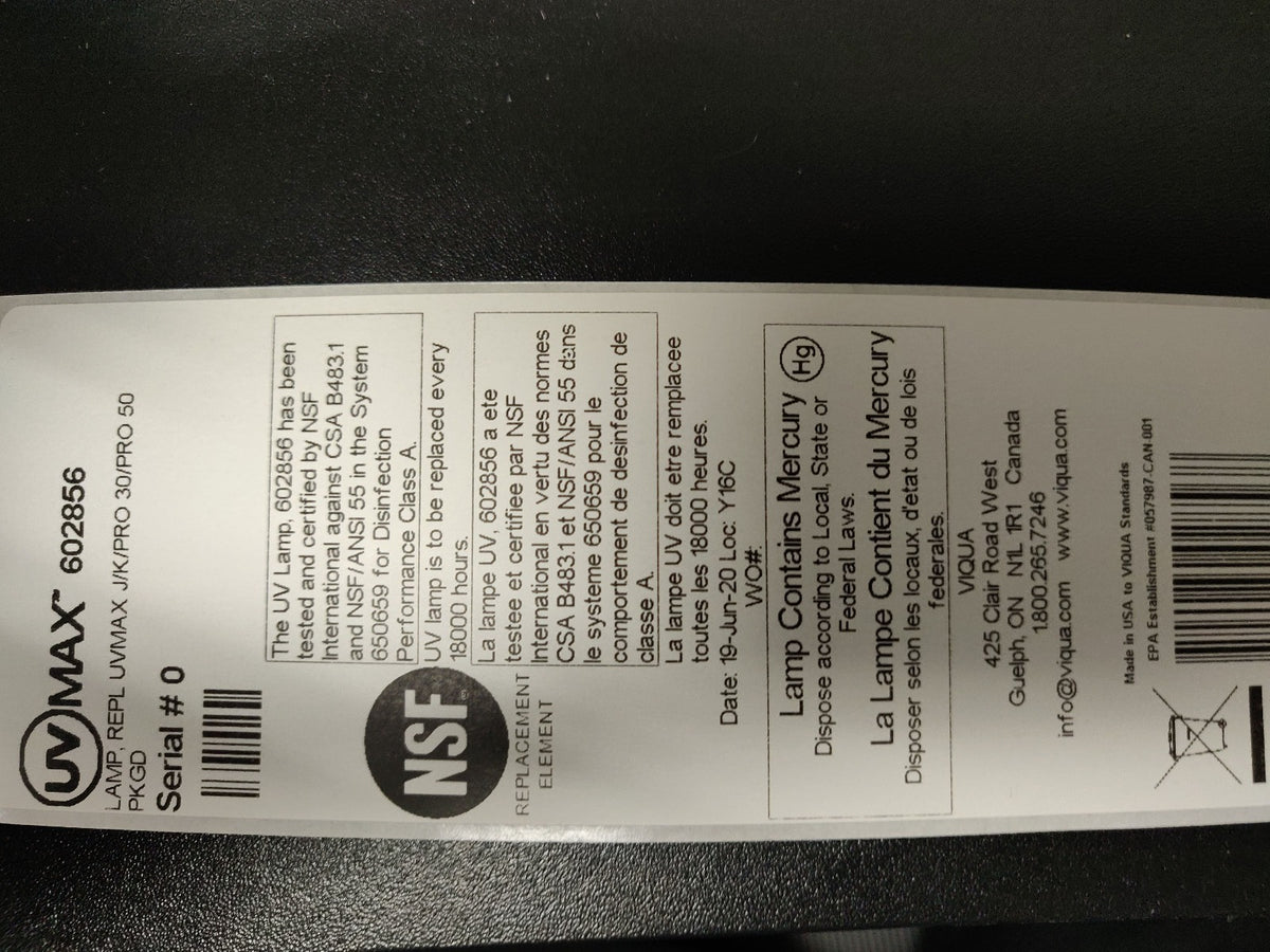 602856 Viqua Water Disinfection System UV Lamp - DiscountFilterStore.com