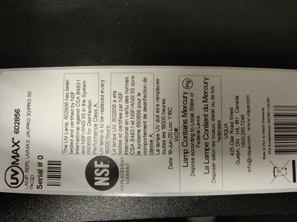 602856 Viqua Water Disinfection System UV Lamp - Whole House Systems - 381.0 - DiscountFilterStore.com