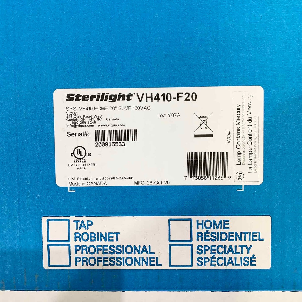 VH410-F20 Whole Home Integrated Pre Filtration UV by Viqua - DiscountFilterStore.com