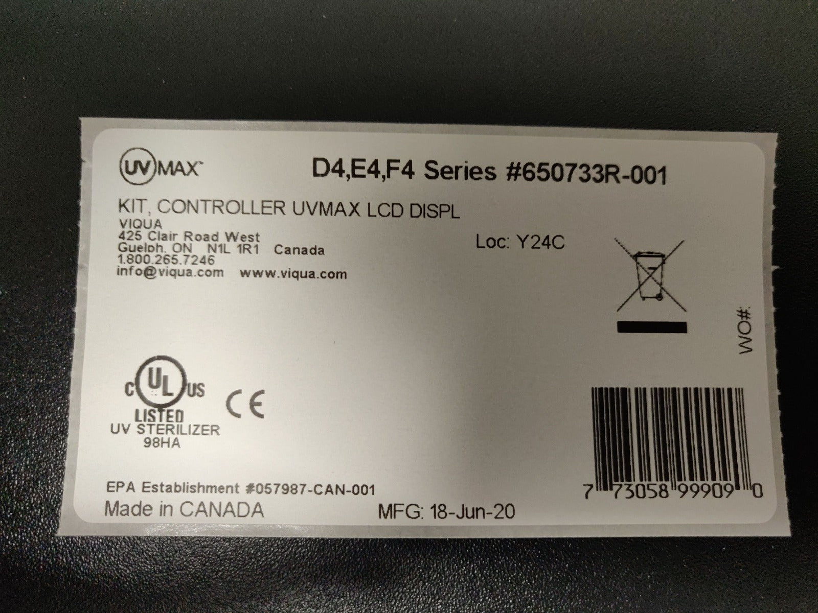 650733R-001 Viqua LCD Replacement Controller - DiscountFilterStore.com