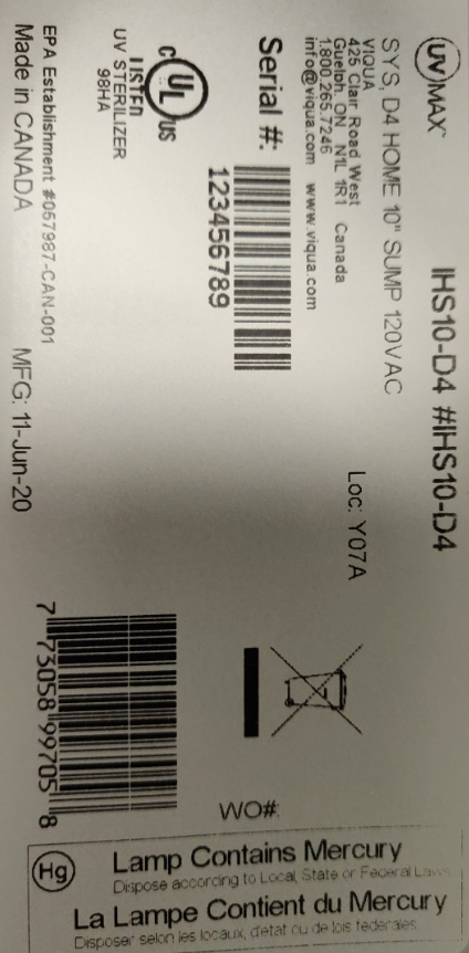 IHS10-D4 Viqua UVMAX Home Plus UV Disinfection System - DiscountFilterStore.com