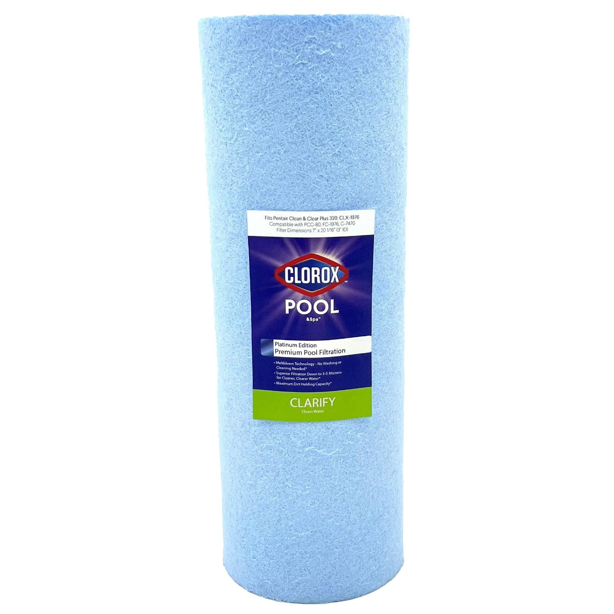 20-1/16 X 7 Clorox Platinum Edition Premium Pool Filter | Replacement for Pentair Clean & Clear Plus 320, Unicel C-7470, Pleatco PCC-80, Filbur FC-1976 - DiscountFilterStore.com