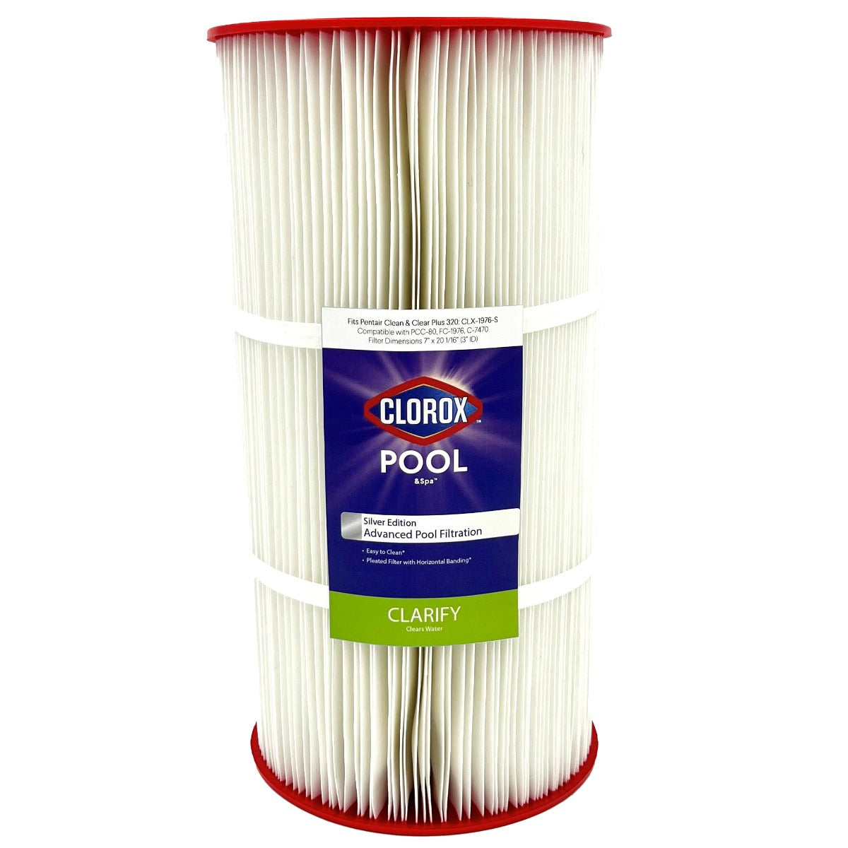 20-1/16 X 7 Clorox Silver Edition Advanced Pool Filter | Replacement for Pentair Clean & Clear Plus 320, Unicel C-7470, Pleatco PCC-80, Filbur FC-1976 - DiscountFilterStore.com