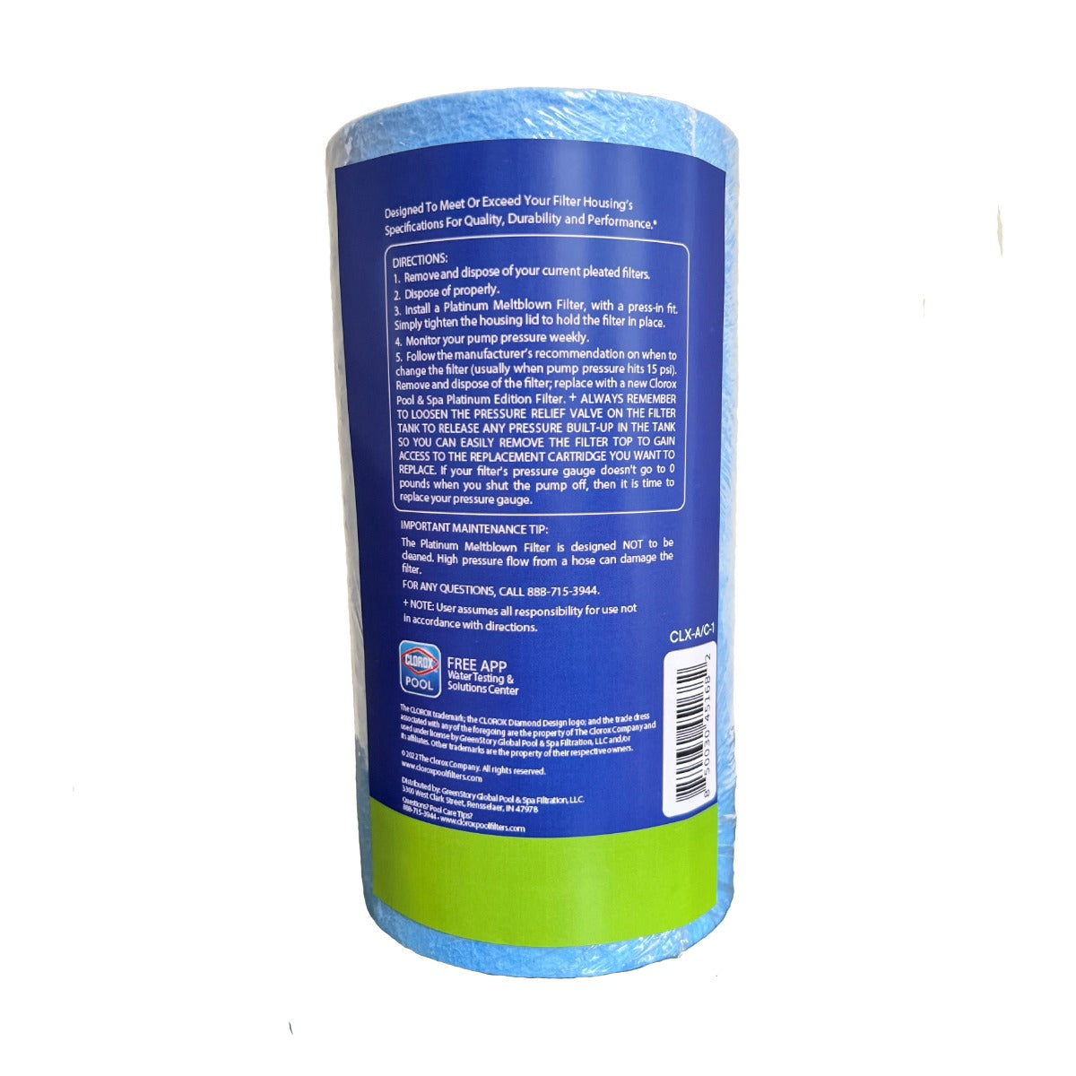 8 X 4-1/4 Clorox Platinum Edition Premium Pool Filter | Replacement for Intex type A or C, Intex type A or C, Unicel C-4607, Pleatco PC7-120, Filbur FC-3710 - DiscountFilterStore.com