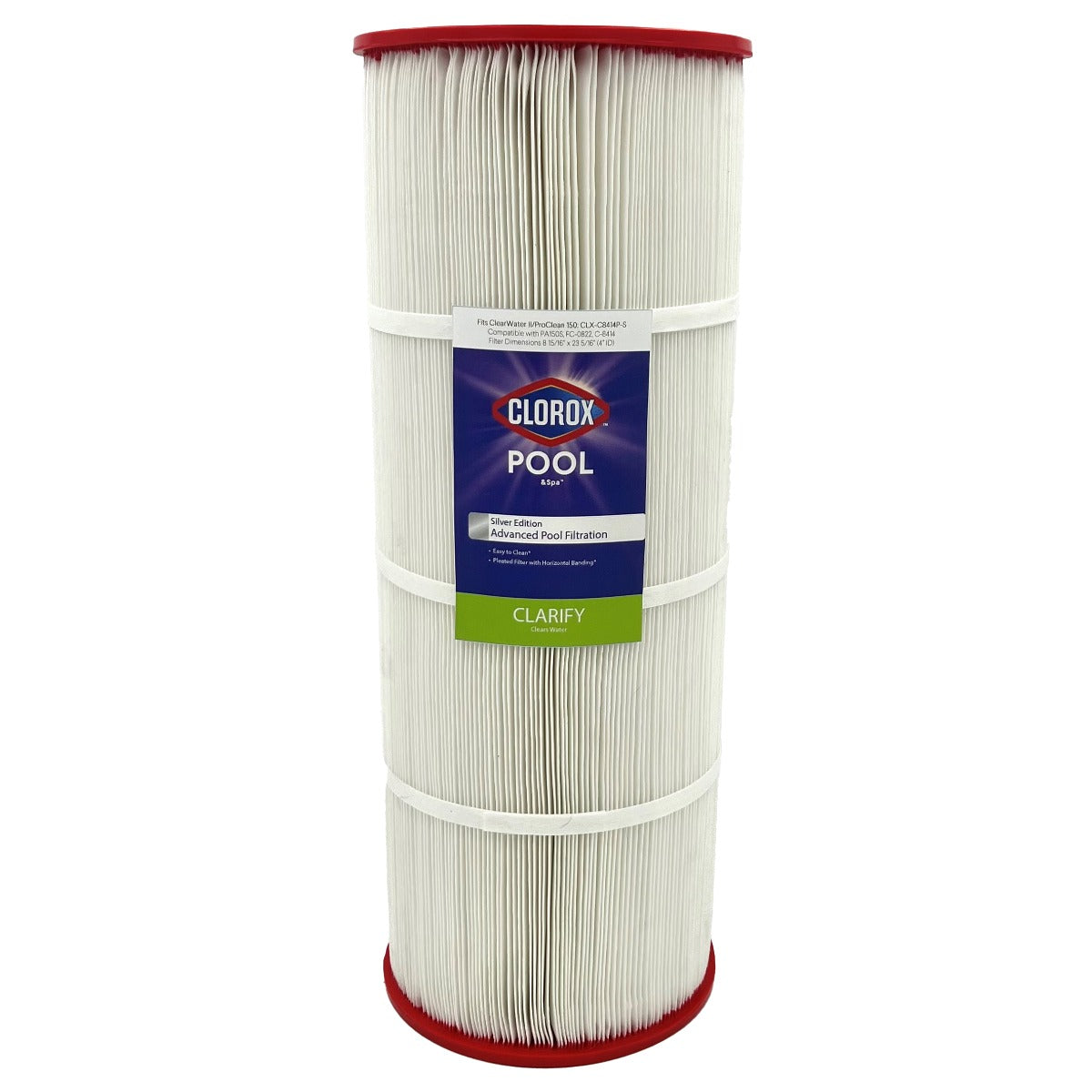 23-5/16 X 8-15/16 Clorox Silver Edition Advanced Pool Filter | Replacement for Waterway ClearWater II, ProClean 150, Unicel C-8414, Pleatco PA150S, Filbur FC-0822 - DiscountFilterStore.com