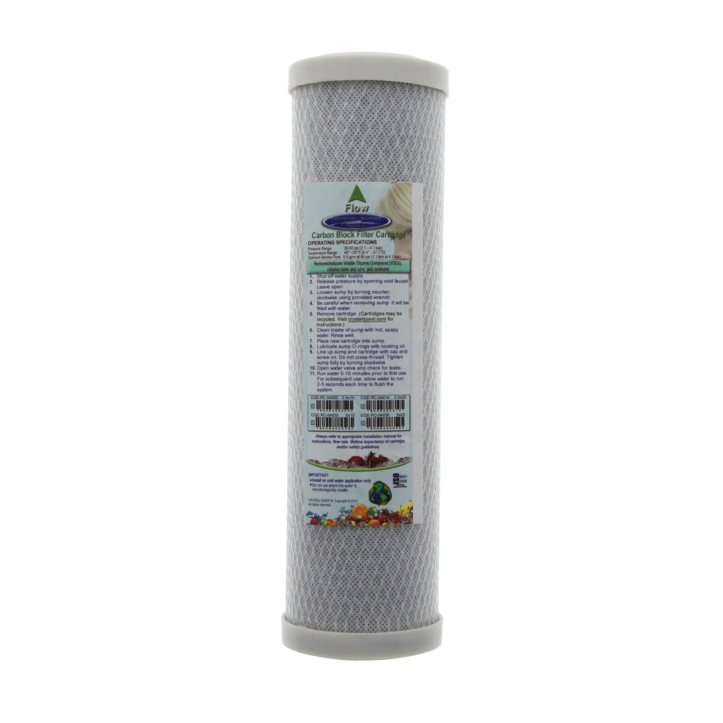 CQE-RC-04000 Crystal Quest Carbon Block Water Filter Cartridge