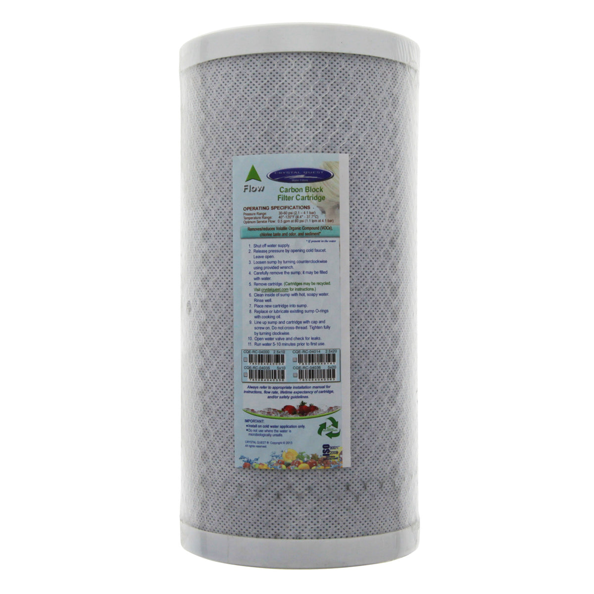 CQE-RC-04035 Crystal Quest Carbon Block Water Filter Cartridge