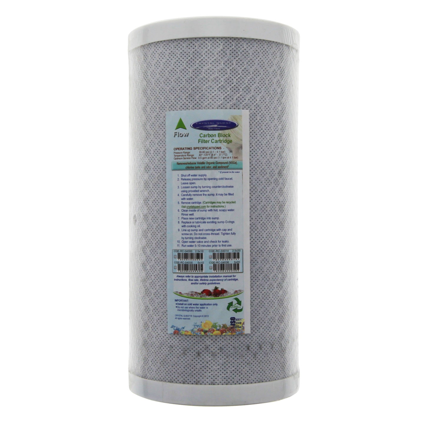 CQE-RC-04035 Crystal Quest Carbon Block Water Filter Cartridge