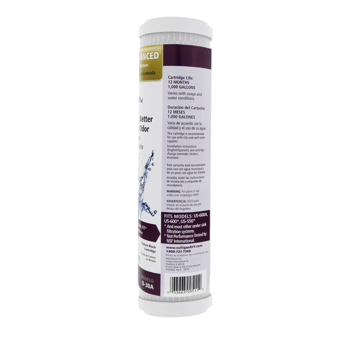 Culligan D-30A Level 2 Undersink Filter Replacement Cartridge - DiscountFilterStore.com
