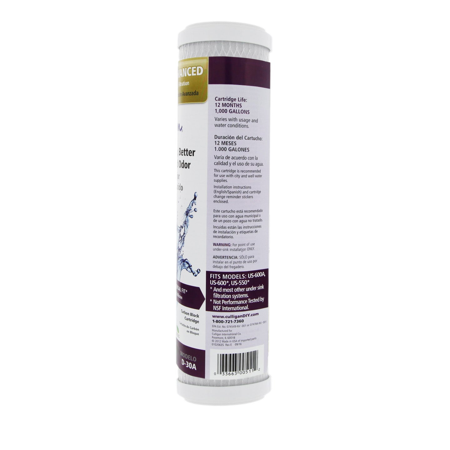 Culligan D-30A Level 2 Undersink Filter Replacement Cartridge - DiscountFilterStore.com