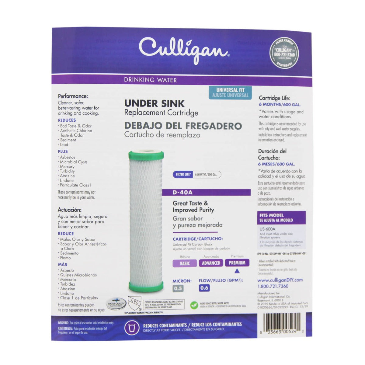 D-40A Culligan Level 4 Undersink Water Filter Replacement Cartridge - DiscountFilterStore.com