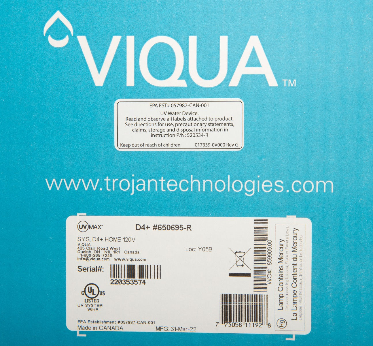 650695-R D4+ Viqua Home Plus UltraViolet Water Disinfection System - DiscountFilterStore.com