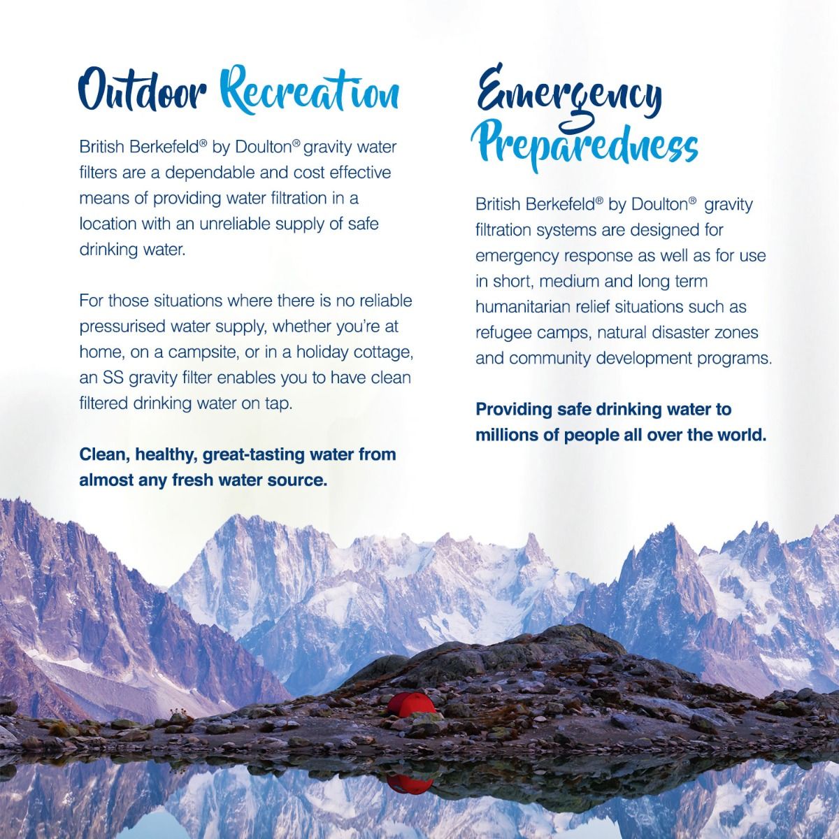 Doulton/British Berkefeld 2.24 Gallon Stainless Steel Gravity-Fed Countertop System with ATC Purification Candle Filters - DiscountFilterStore.com