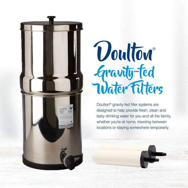 Doulton/British Berkefeld 2.24 Gallon Stainless Steel Gravity-Fed Countertop System with ATC Purification Candle Filters - Countertop & Faucet Filters - 182.0 - DiscountFilterStore.com