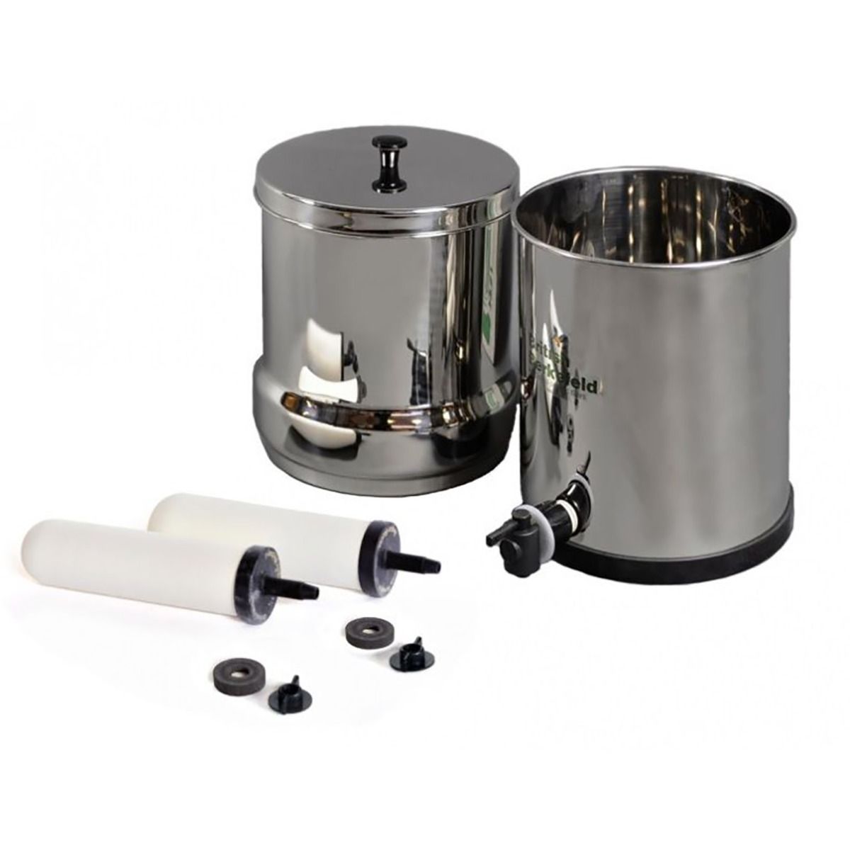 Doulton/British Berkefeld 2.24 Gallon Stainless Steel Gravity-Fed Countertop System with ATC Purification Candle Filters - DiscountFilterStore.com