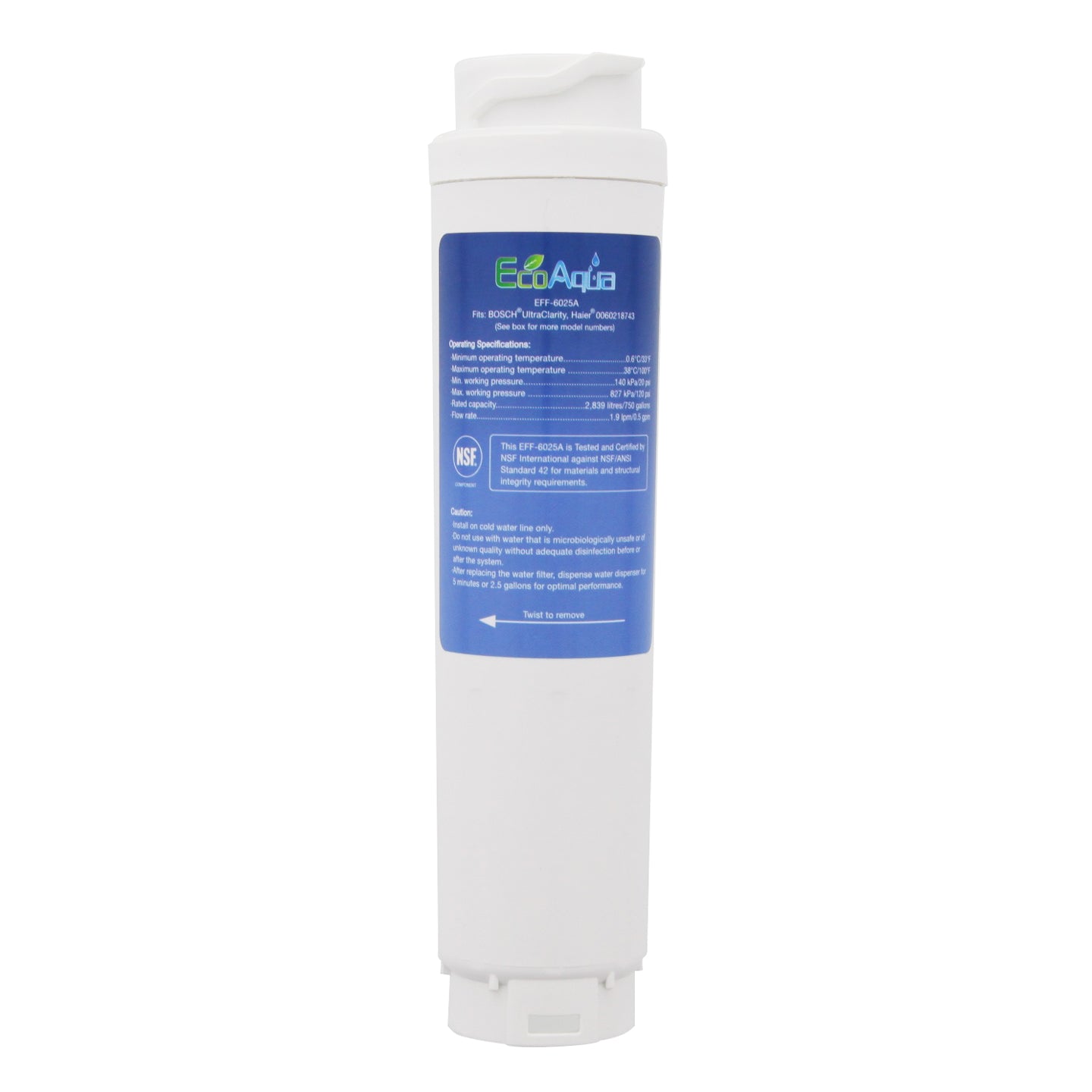 Bosch 644845 UltraClarity Comparable Refrigerator Filter by EcoAqua (EFF-6025A)