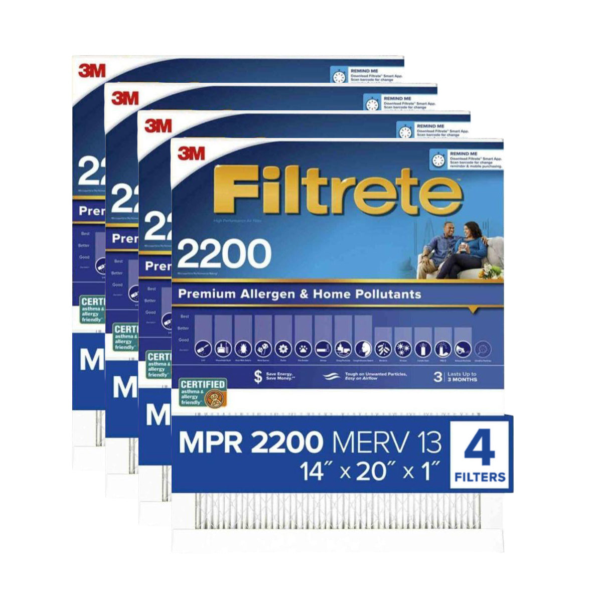 3M Filtrete 2200 Elite Allergen & Home Pollutants Air Filter - 14x20x1 (4-Pack) - DiscountFilterStore.com