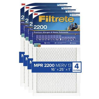 3M Filtrete 2200 Elite Allergen & Home Pollutants Air Filter - 16x25x1 (4-Pack) - Air Filters - 129.12 - DiscountFilterStore.com