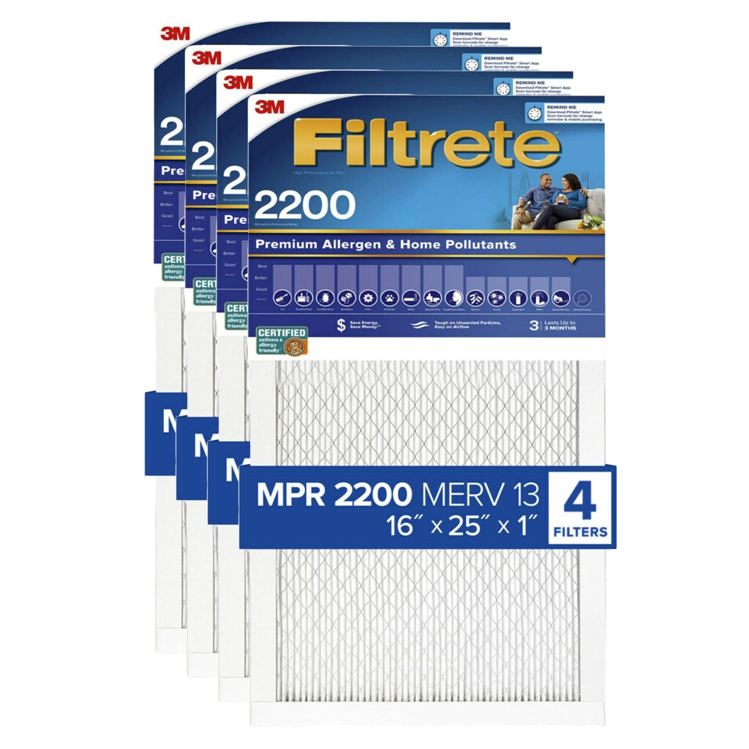 3M Filtrete 2200 Elite Allergen & Home Pollutants Air Filter - 16x25x1 (4-Pack) - DiscountFilterStore.com