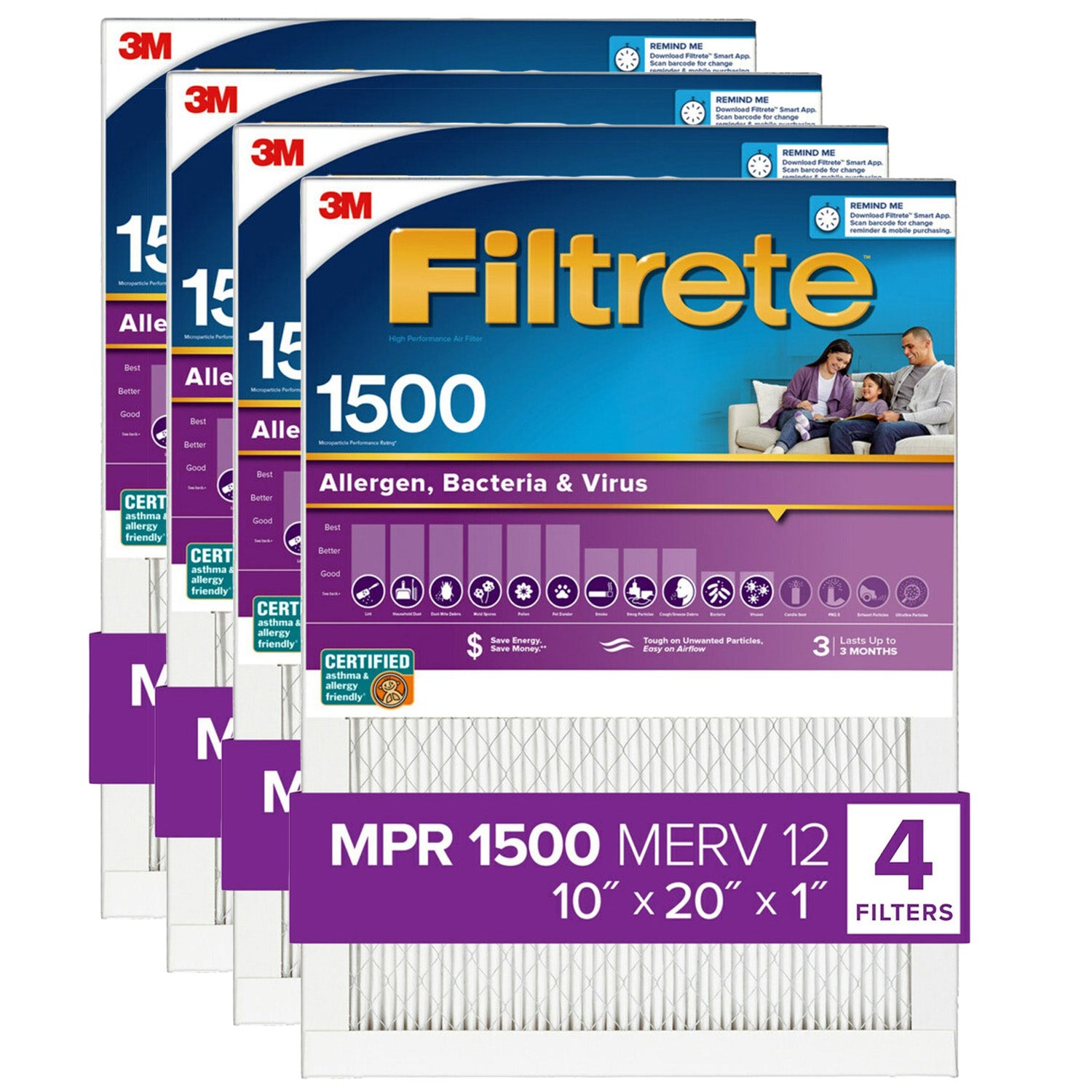 3M Filtrete 1500 Ultra Allergen Reduction Air Filter - 10x20x1 - DiscountFilterStore.com