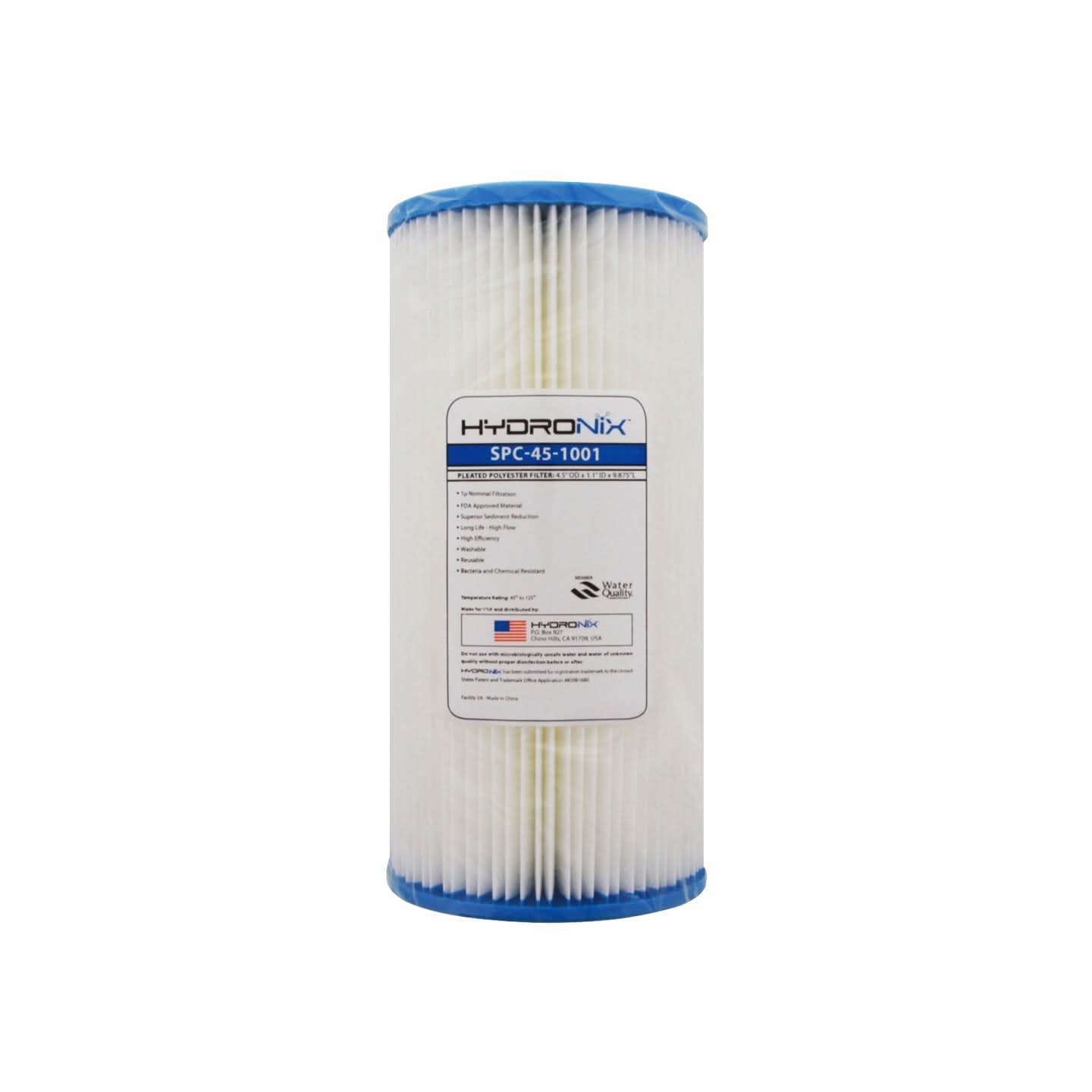 SPC-45-1001 Hydronix 10-inch x 4.5-inch Pleated Sediment 1 Micron Water Filter