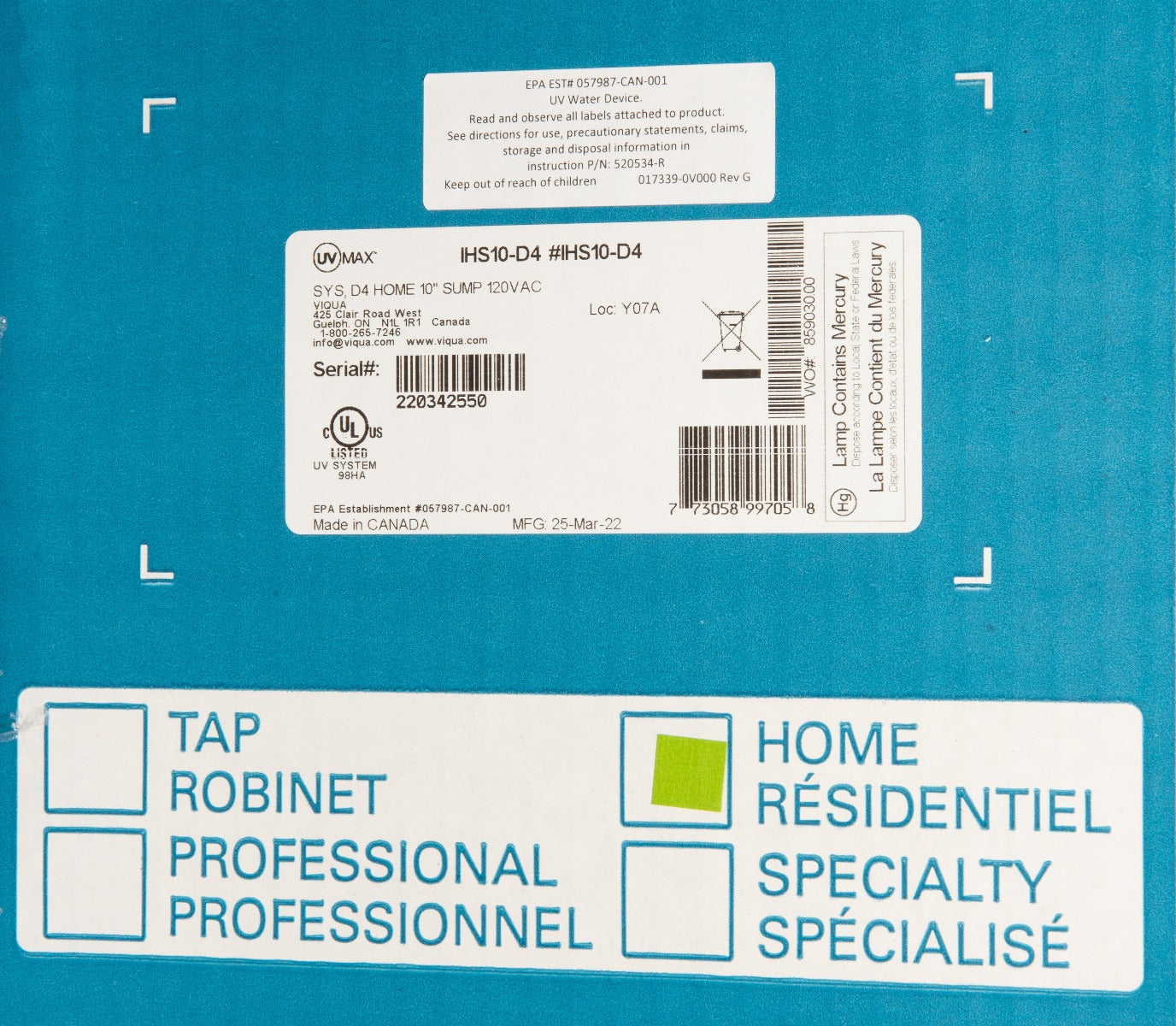 IHS10-D4 Viqua UVMAX Home Plus UV Disinfection System - DiscountFilterStore.com