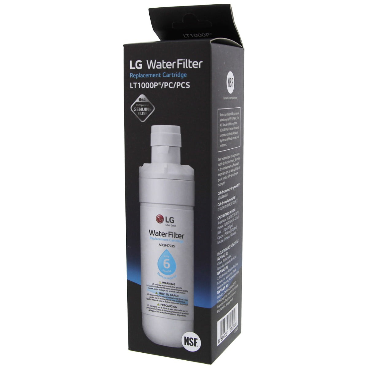 LT1000P LG Replacement Refrigerator Water Filter Box Front Angled- DiscountFilterStore.com