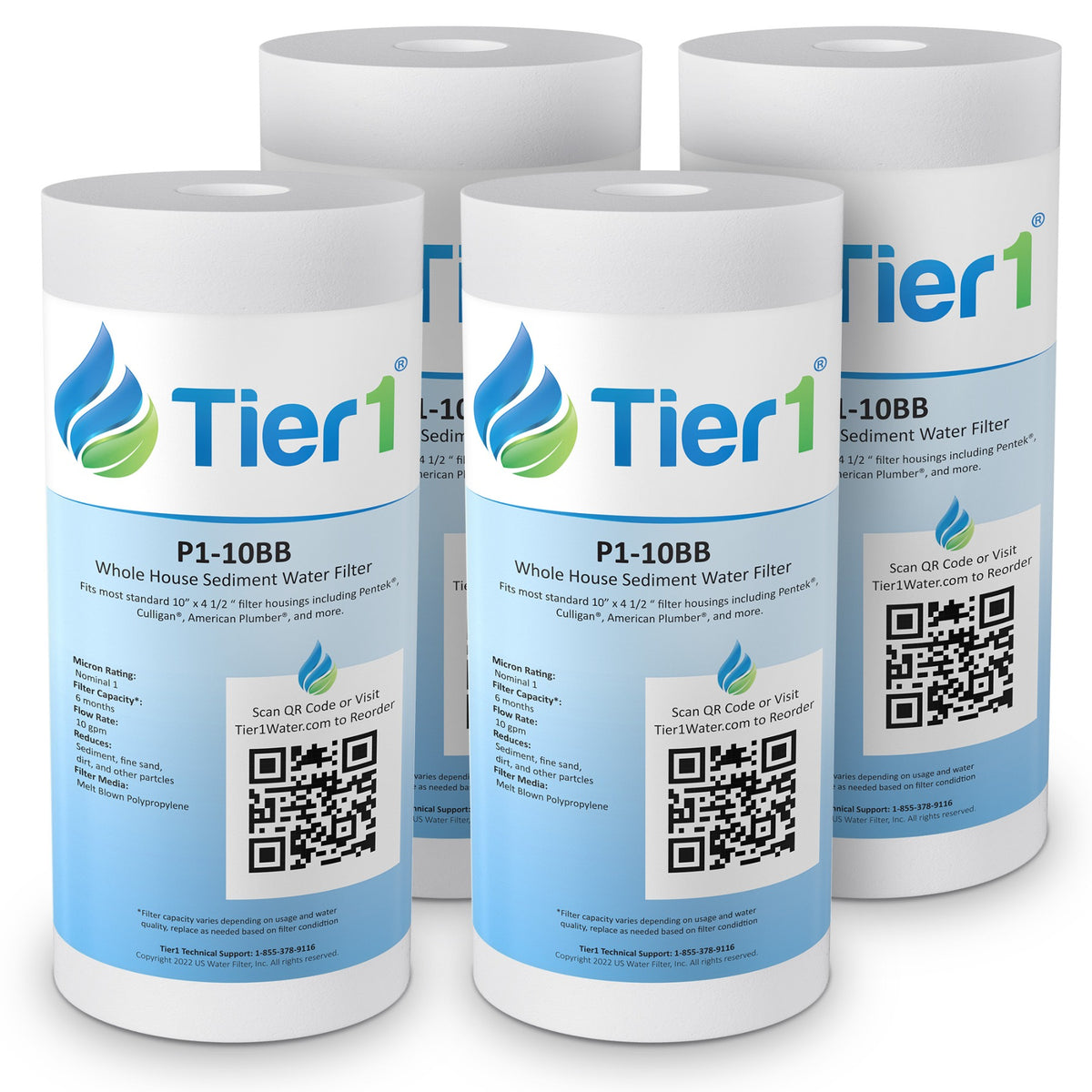 10 inch x 4.5 inch Whole House Sediment Water Filter by Tier1 (1 Micron) - DiscountFilterStore.com