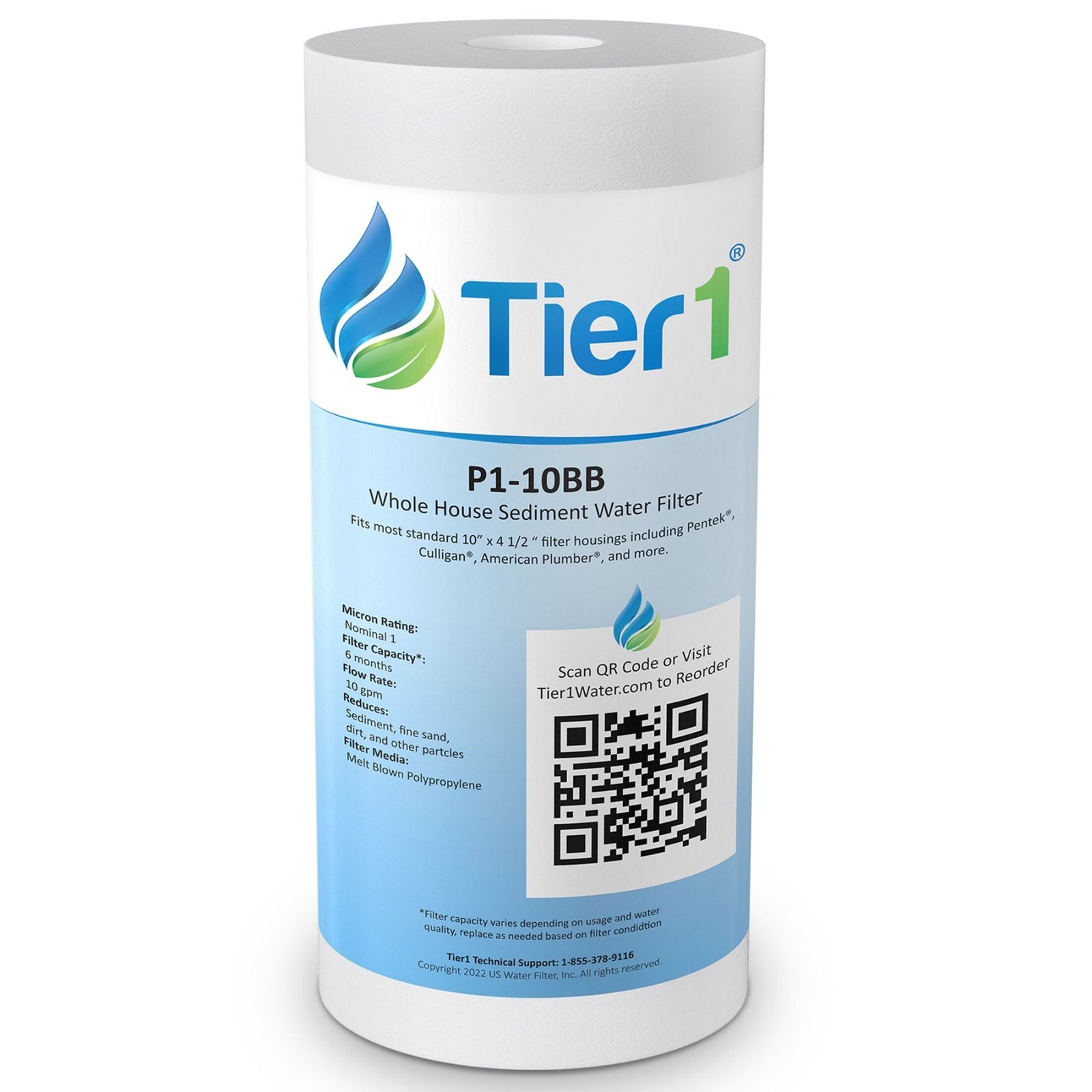 10 inch x 4.5 inch Whole House Sediment Water Filter by Tier1 (1 Micron) - DiscountFilterStore.com
