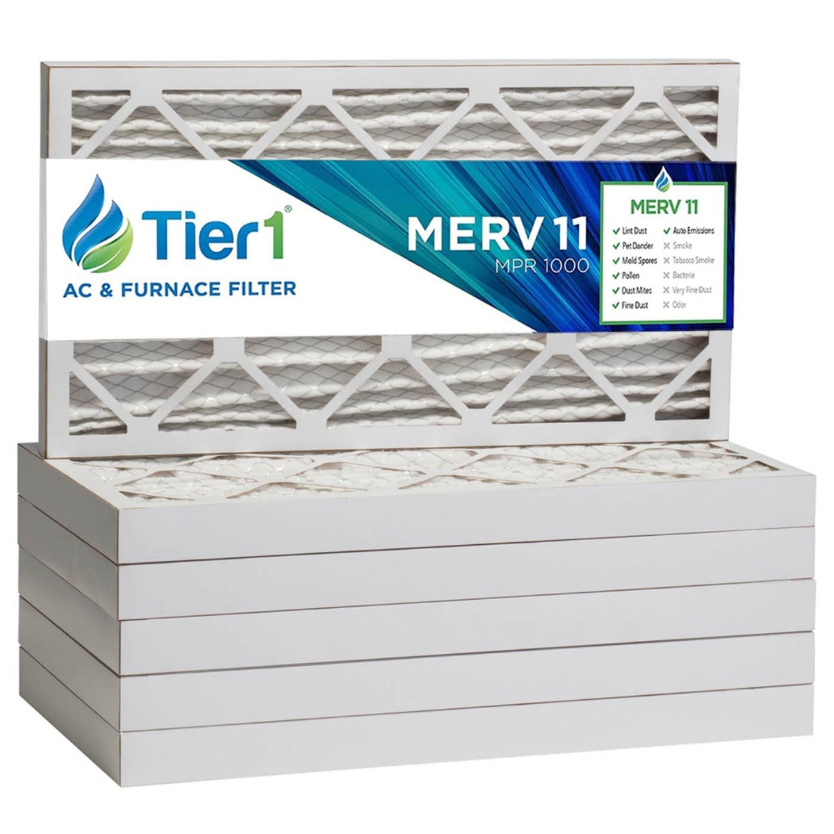 14x25x2 Merv 11 Universal Air Filter By Tier1 (6-Pack) - DiscountFilterStore.com